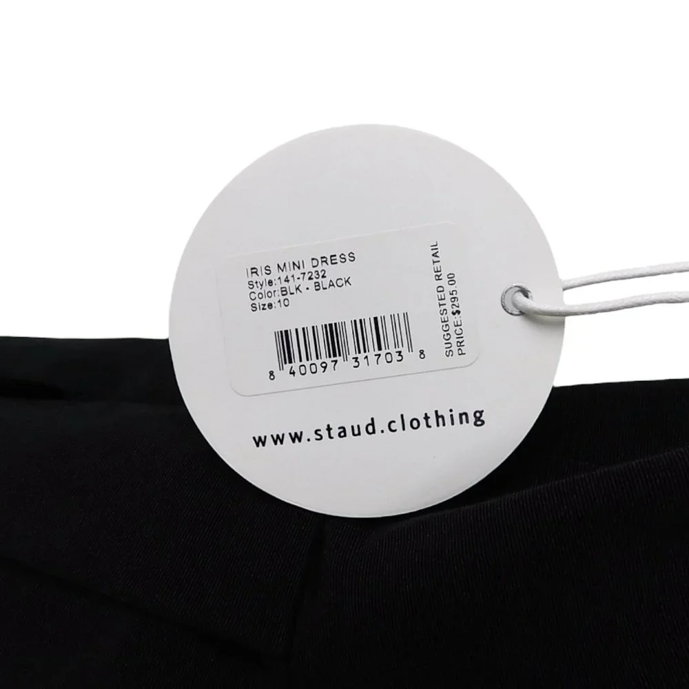 NWT Staud Iris Mini Dress in Black Women's Size 10 - Picture 6 of 6